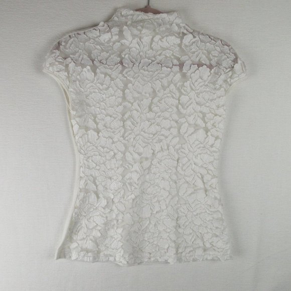 Saint Gil White Mock Neck Shell Size M Burnout Lace Overlay Sleeveless - Picture 1 of 10